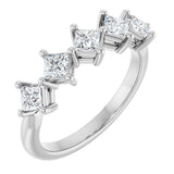 10K Gold Square Natural Diamond Five-Stone Anniversary Band – 5/8–1 9/10 CTW - White Gold