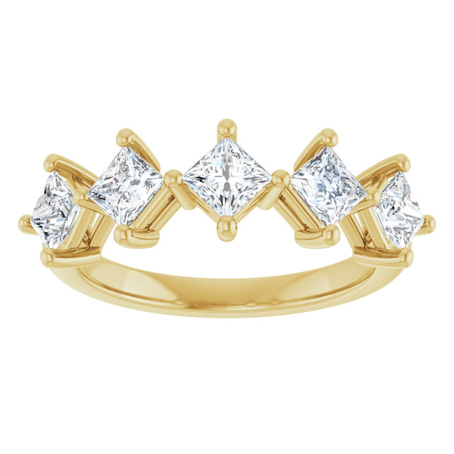 10K Gold Square Lab-Grown Diamond Five-Stone Anniversary Band – 1/2–1 9/10 CTW (Style 123843) - Yellow Gold - view 3