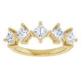 10K Gold Square Natural Diamond Five-Stone Anniversary Band – 5/8–1 9/10 CTW - Yellow Gold - view 3