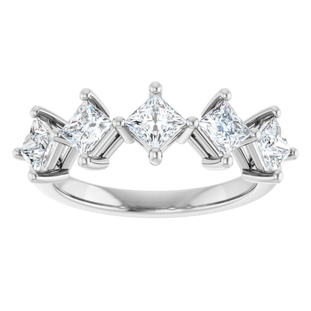10K Gold Square Lab-Grown Diamond Five-Stone Anniversary Band – 1/2–1 9/10 CTW (Style 123843) - White Gold - view 3