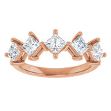 10K Gold Square Lab-Grown Diamond Five-Stone Anniversary Band – 1/2–1 9/10 CTW (Style 123843) - Rose Gold - view 3