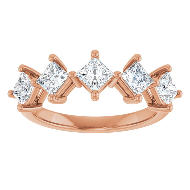 10K Gold Square Lab-Grown Diamond Five-Stone Anniversary Band – 1/2–1 9/10 CTW (Style 123843) - Rose Gold - view 3