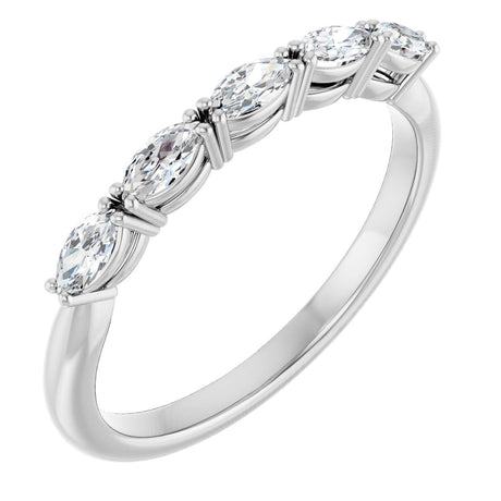 Platinum Marquise Lab-Grown Diamond Five-Stone Anniversary Band – 1/3–1/2 CTW