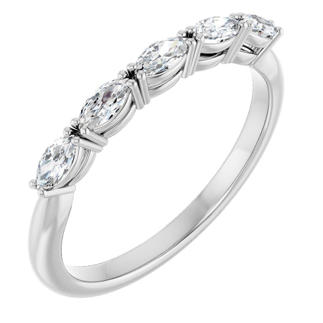 Platinum Marquise Lab-Grown Diamond Five-Stone Anniversary Band – 1/3–1/2 CTW