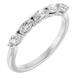 14K Gold Marquise Lab-Grown Diamond Five-Stone Anniversary Band – 1/3–1/2 CTW - White Gold