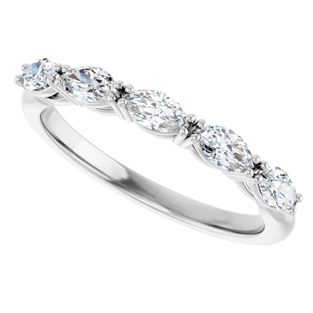 Platinum Marquise Lab-Grown Diamond Five-Stone Anniversary Band – 1/3–1/2 CTW - view 5