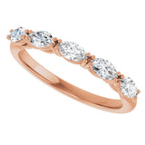 14K Gold Marquise Lab-Grown Diamond Five-Stone Anniversary Band – 1/3–1/2 CTW - Rose Gold - view 5