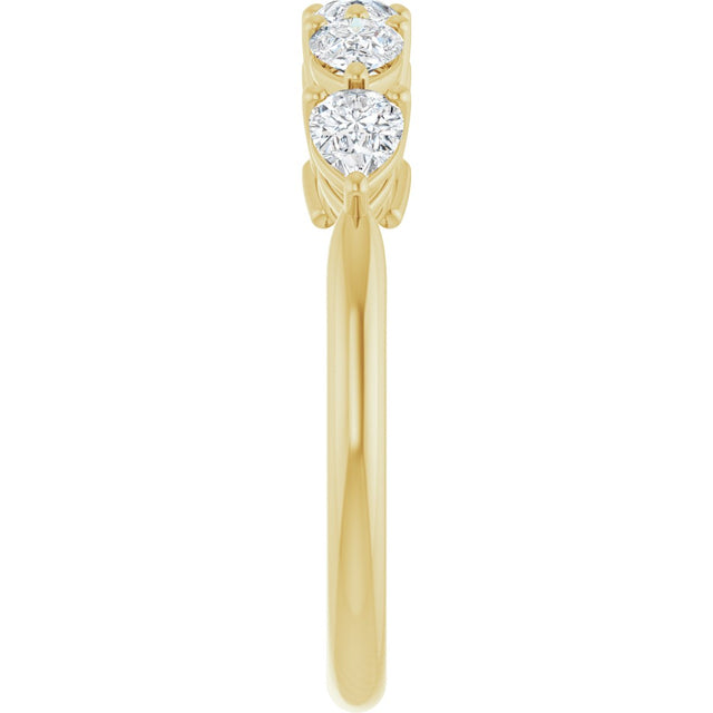 14K Gold Pear Lab-Grown Diamond Five-Stone Anniversary Band – 5/8–1 1/4 CTW - Yellow Gold - view 4