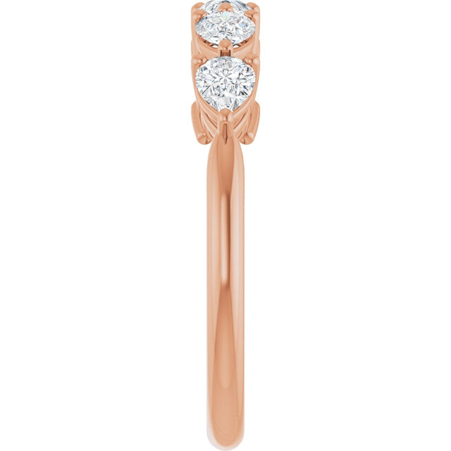 14K Gold Pear Lab-Grown Diamond Five-Stone Anniversary Band – 5/8–1 1/4 CTW - Rose Gold - view 4