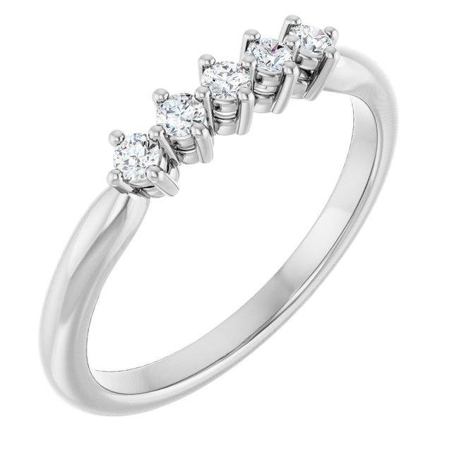 Platinum Round Natural Diamond Five-Stone Anniversary Band – 1/6–9/10 CTW