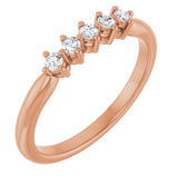10K Gold Round Natural Diamond Five-Stone Anniversary Band – .07–1/5 CTW - Rose Gold