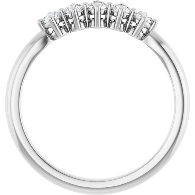 10K Gold Round Lab-Grown Diamond Five-Stone Anniversary Band – .07–1/3 CTW - White Gold - view 2