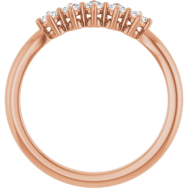 10K Gold Round Natural Diamond Five-Stone Anniversary Band – .07–1/5 CTW - Rose Gold - view 2