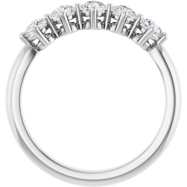 Platinum Round Natural Diamond Five-Stone Anniversary Band – 1/6–9/10 CTW - view 2