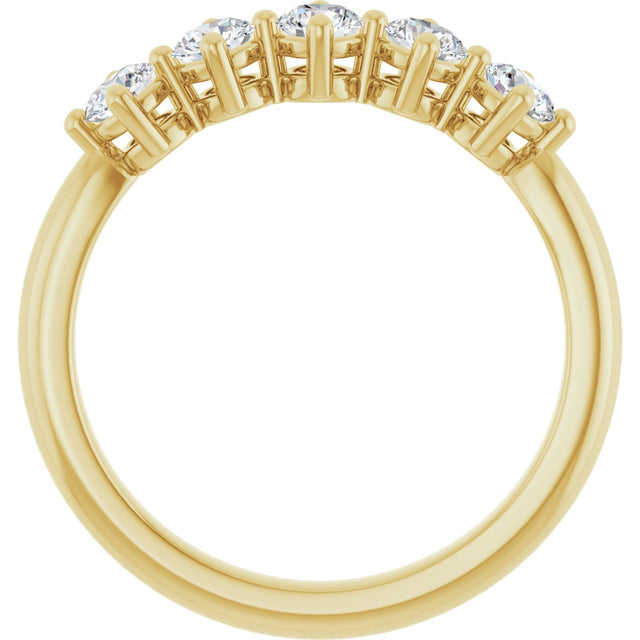 10K Gold Round Natural Diamond Five-Stone Anniversary Band – 1/3–3/4 CTW (Style 123843) - Yellow Gold - view 2
