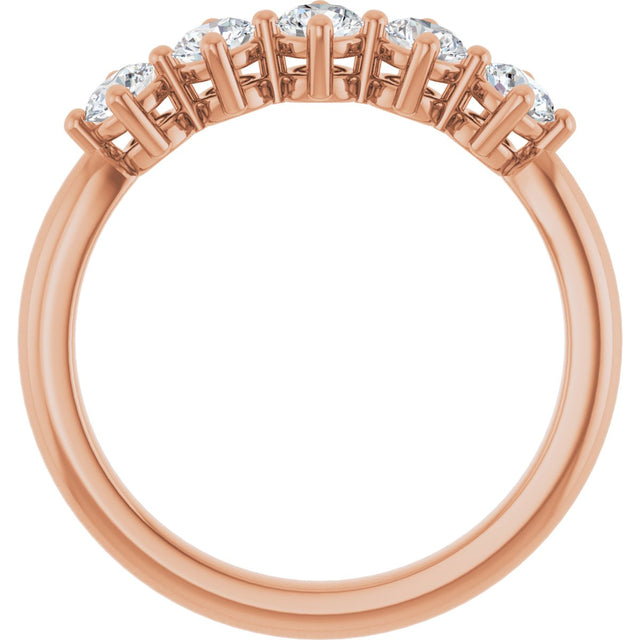 10K Gold Round Lab-Grown Diamond Five-Stone Anniversary Band – 3/8–3/4 CTW - Rose Gold - view 2