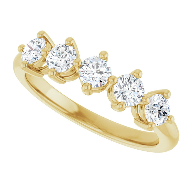10K Gold Round Lab-Grown Diamond Five-Stone Anniversary Band – 3/8–3/4 CTW - Yellow Gold - view 5