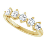 10K Gold Round Natural Diamond Five-Stone Anniversary Band – 1/3–3/4 CTW (Style 123843) - Yellow Gold - view 5