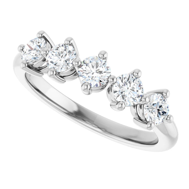 10K Gold Round Natural Diamond Five-Stone Anniversary Band – 1/3–3/4 CTW (Style 123843) - White Gold - view 5