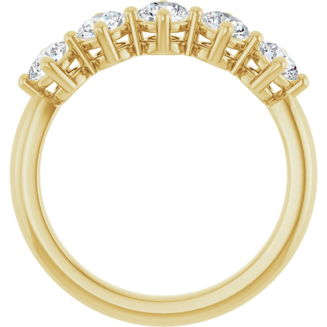 10K Gold Round Lab-Grown Diamond Five-Stone Anniversary Band – 9/10–1 5/8 CTW - Yellow Gold - view 2