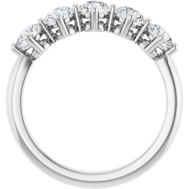 10K Gold Round Natural Diamond Five-Stone Anniversary Band – 1–1 1/2 CTW - White Gold - view 2