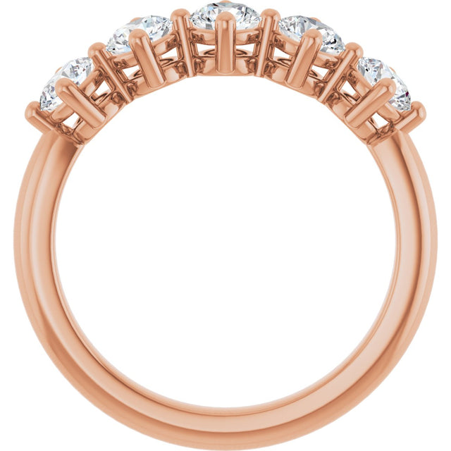 10K Gold Round Lab-Grown Diamond Five-Stone Anniversary Band – 9/10–1 5/8 CTW - Rose Gold - view 2