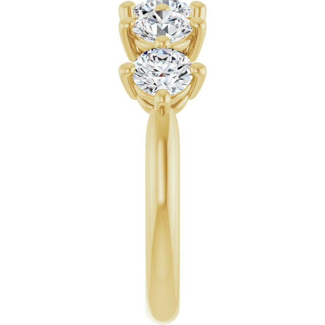 10K Gold Round Lab-Grown Diamond Five-Stone Anniversary Band – 9/10–1 5/8 CTW - Yellow Gold - view 4