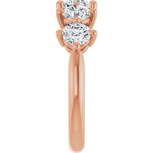 10K Gold Round Lab-Grown Diamond Five-Stone Anniversary Band – 9/10–1 5/8 CTW - Rose Gold - view 4