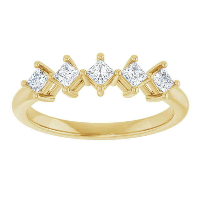 10K Gold Square Lab-Grown Diamond Five-Stone Anniversary Band – .07–3/8 CTW - Yellow Gold - view 3