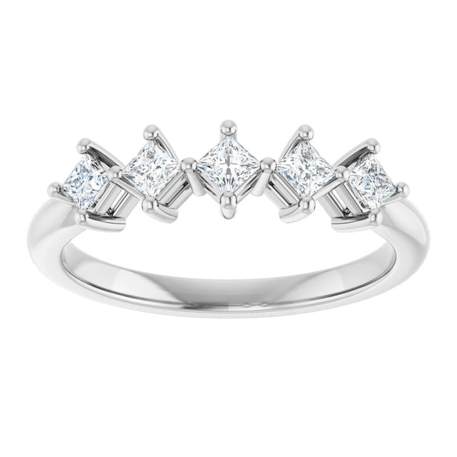 10K Gold Square Natural Diamond Five-Stone Anniversary Band – .07–1/2 CTW - White Gold - view 3