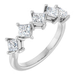 Platinum Square Natural Diamond Five-Stone Anniversary Band – 3/8–1 1/3 CTW