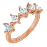 14K Gold Square Natural Diamond Five-Stone Anniversary Band – 1 1/3 CTW - Rose Gold