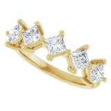 10K Gold Square Lab-Grown Diamond Five-Stone Anniversary Band – 1/2–1 9/10 CTW (Style 123843) - Yellow Gold - view 5