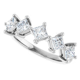10K Gold Square Natural Diamond Five-Stone Anniversary Band – 5/8–1 9/10 CTW - White Gold - view 5