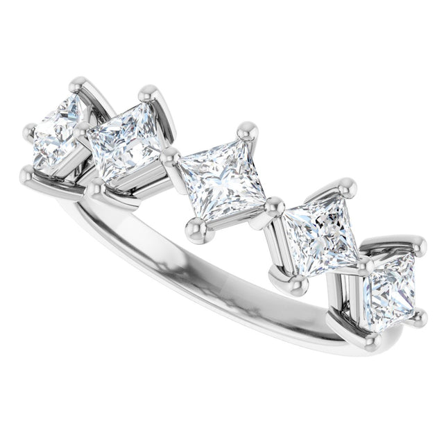 10K Gold Square Natural Diamond Five-Stone Anniversary Band – 5/8–1 9/10 CTW - White Gold - view 5