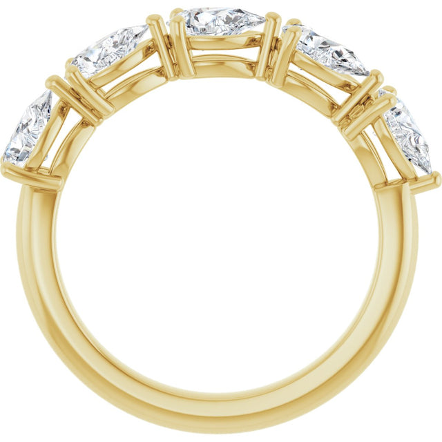 14K Gold Pear Lab-Grown Diamond Five-Stone Anniversary Band – 5/8–1 1/4 CTW - Yellow Gold - view 2