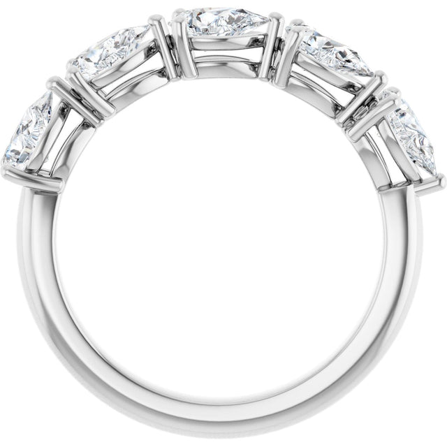 Platinum Pear Natural Diamond Five-Stone Anniversary Band – 3/4–1 1/4 CTW - view 2