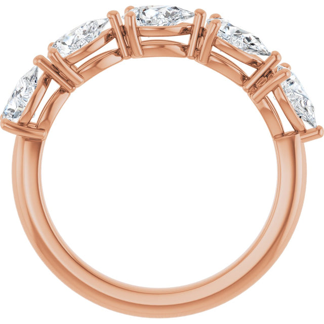 14K Gold Pear Lab-Grown Diamond Five-Stone Anniversary Band – 5/8–1 1/4 CTW - Rose Gold - view 2