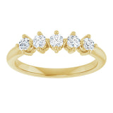 10K Gold Round Natural Diamond Five-Stone Anniversary Band – 1/3–3/4 CTW (Style 123843) - Yellow Gold - view 3