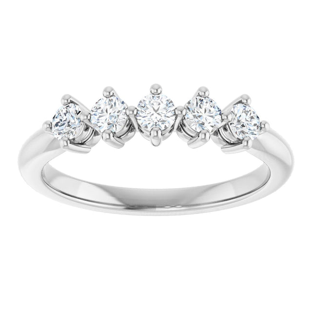 10K Gold Round Natural Diamond Five-Stone Anniversary Band – 1/3–3/4 CTW (Style 123843) - White Gold - view 3