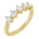 10K Gold Round Lab-Grown Diamond Five-Stone Anniversary Band – 3/8–3/4 CTW - Yellow Gold