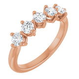 10K Gold Round Lab-Grown Diamond Five-Stone Anniversary Band – 3/8–3/4 CTW - Rose Gold