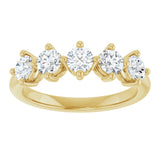 10K Gold Round Natural Diamond Five-Stone Anniversary Band – 1–1 1/2 CTW - Yellow Gold - view 3