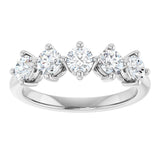 10K Gold Round Lab-Grown Diamond Five-Stone Anniversary Band – 9/10–1 5/8 CTW - White Gold - view 3