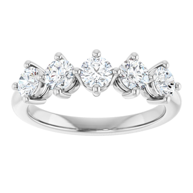 10K Gold Round Lab-Grown Diamond Five-Stone Anniversary Band – 9/10–1 5/8 CTW - White Gold - view 3
