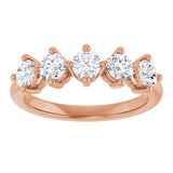 10K Gold Round Natural Diamond Five-Stone Anniversary Band – 1–1 1/2 CTW - Rose Gold - view 3