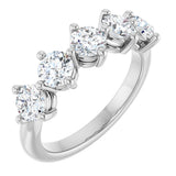 10K Gold Round Natural Diamond Five-Stone Anniversary Band – 1–1 1/2 CTW - White Gold