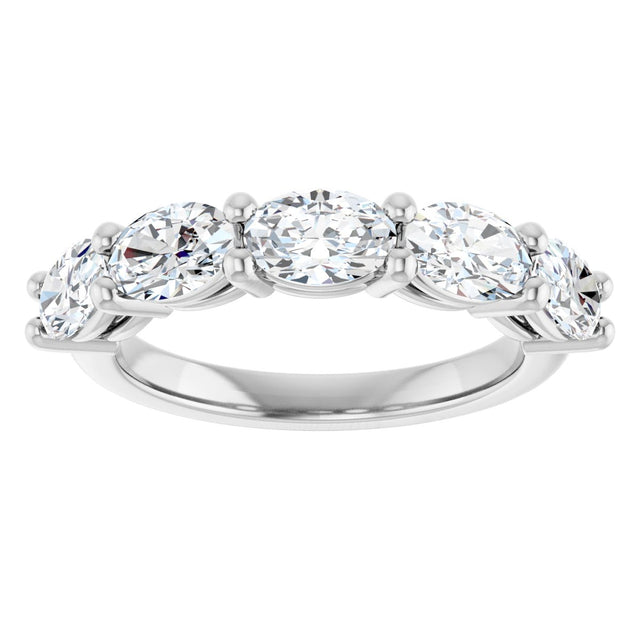 10K Gold Oval Lab-Grown Diamond Five-Stone Anniversary Band – 9/10–2 CTW - White Gold - view 3