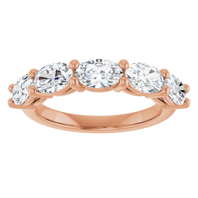 10K Gold Oval Lab-Grown Diamond Five-Stone Anniversary Band – 9/10–2 CTW - Rose Gold - view 3