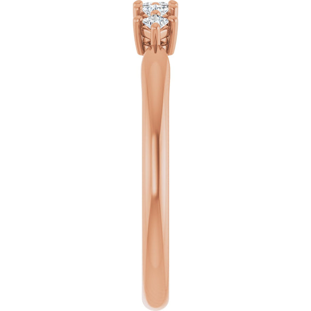 10K Gold Square Lab-Grown Diamond Five-Stone Anniversary Band – .07–3/8 CTW - Rose Gold - view 4